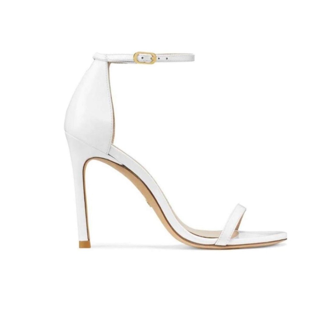 Stuart Weitzman Nudistsong White Leather Strappy Heels - Brand NWT - Size 6.5